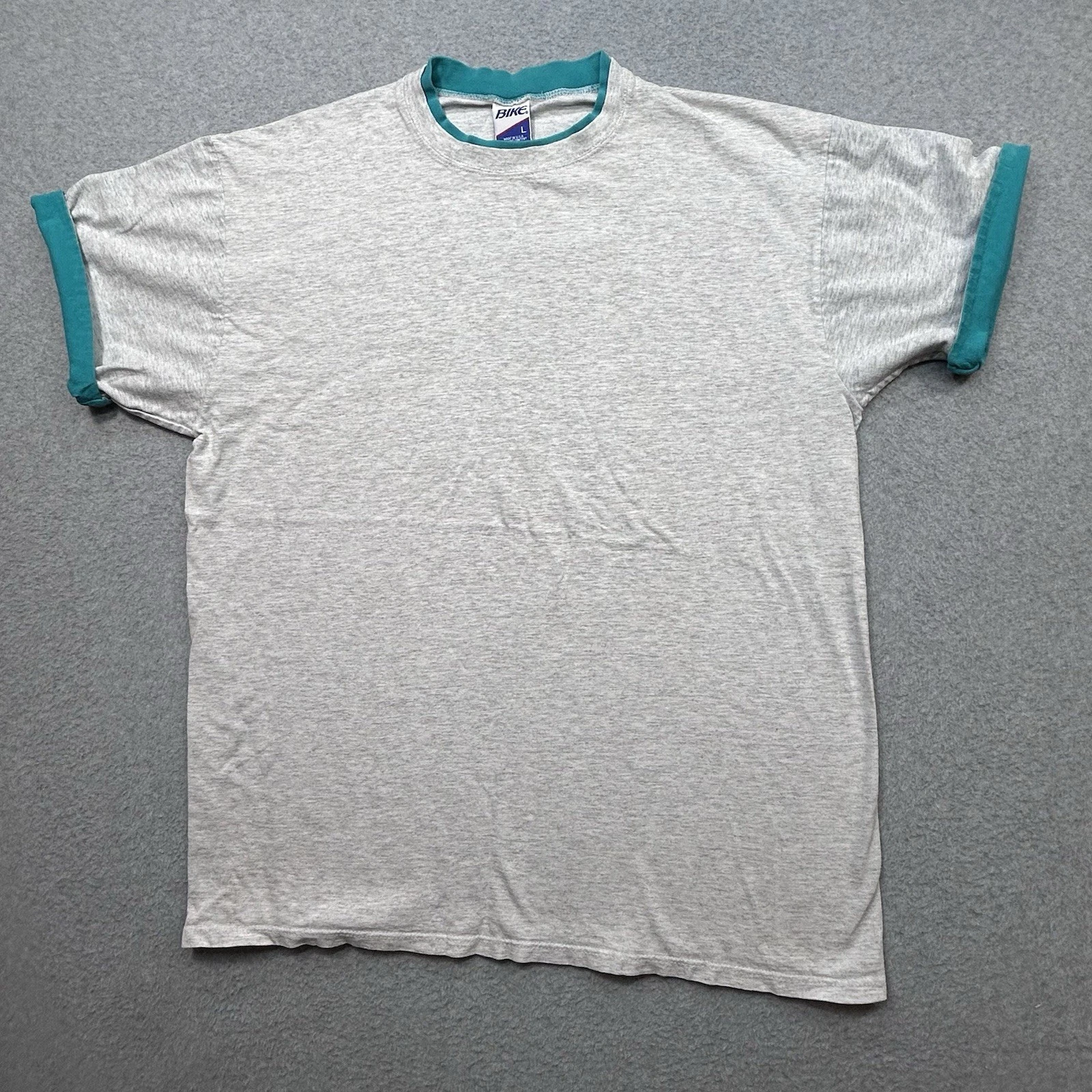 Vintage Bike TShirt Gray / Teal Mens Size L Made USA