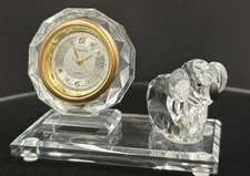 Vintage Crystal Koala Desk Clock Geneva Quartz Insert Collectible Giftware