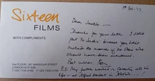 ORIGINAL AUTOGRAPH KEN LOACH Film Director, Kes