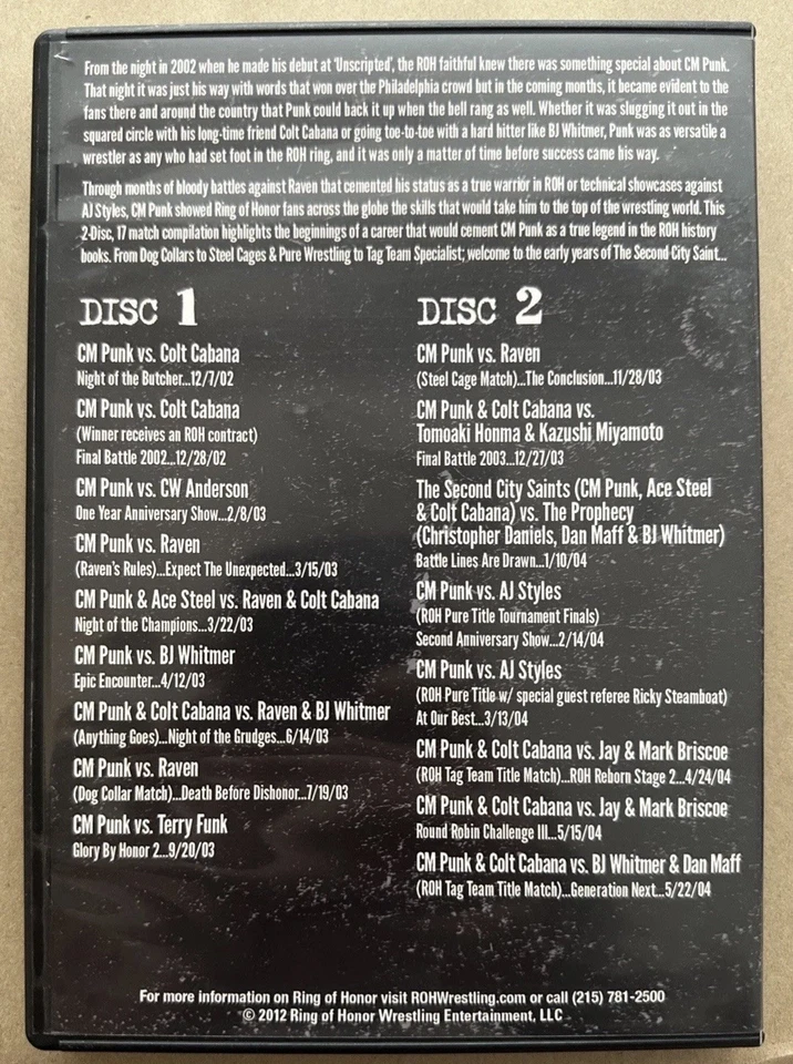 CM Punk Second City Saint DVD Ring of Honor Wrestling ROH AEW PWG NJPW WWE - Image 2 of 4