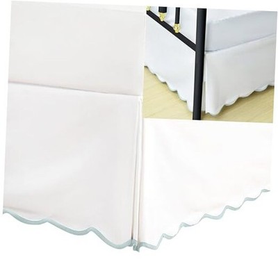 Bed Skirt - Easy Fit Scallop Edge Pleated Bedskirts Queen White/Aqua 18  Drop