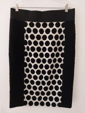 Marc Jacobs Black & White Wool Fleece Polka Dot Pencil XL Midi Skirt