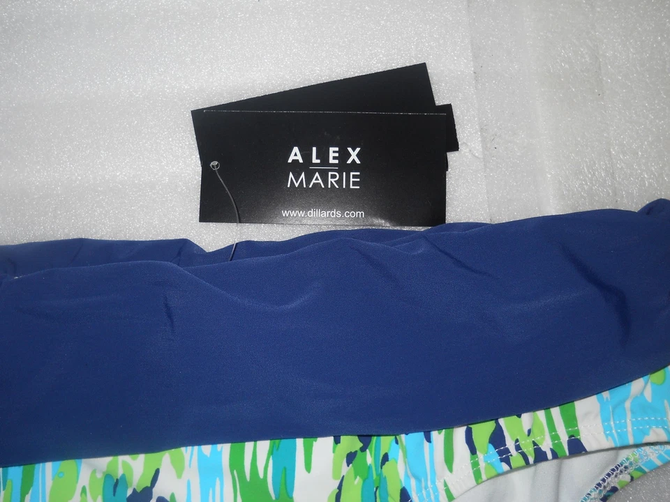 Terno de banho Alex Marie novo feminino abstrato floral com faixas tamanho 12 - Imagem 2 de 3