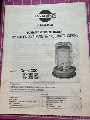 Envirotemp KeroSun Kerosene Heater MANUAL - operation u0026amp; maintenance  instructions | eBay