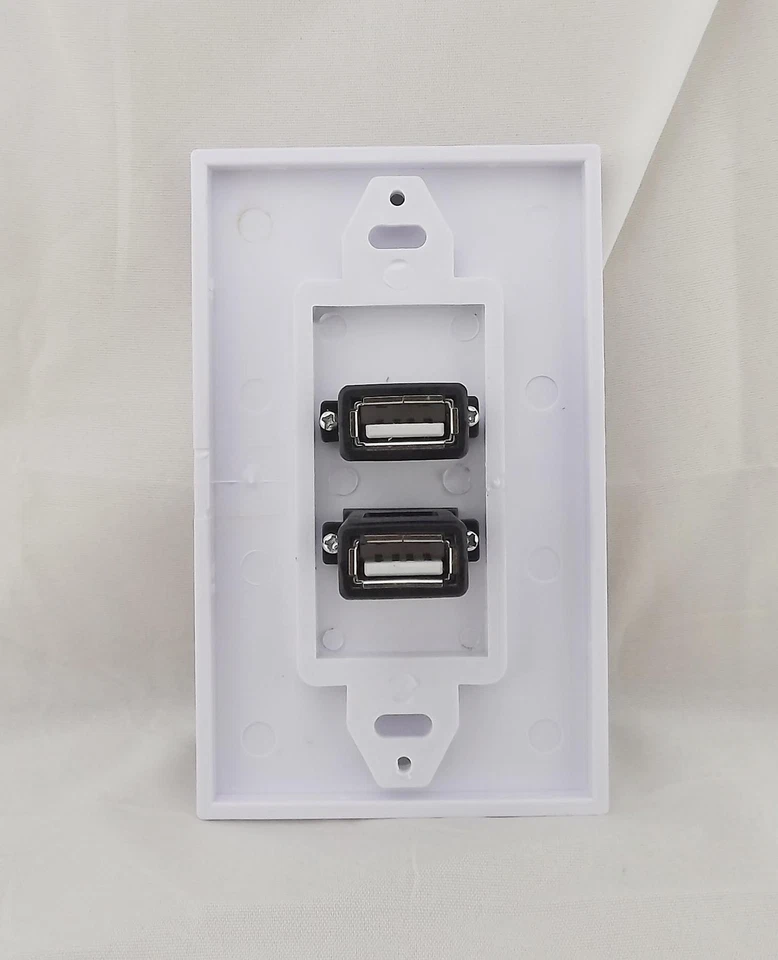 1x Premium Dual 2 Port USB 2.0 Wall Face Plate Panel Socket Charger Outlet Power - Image 2 of 4