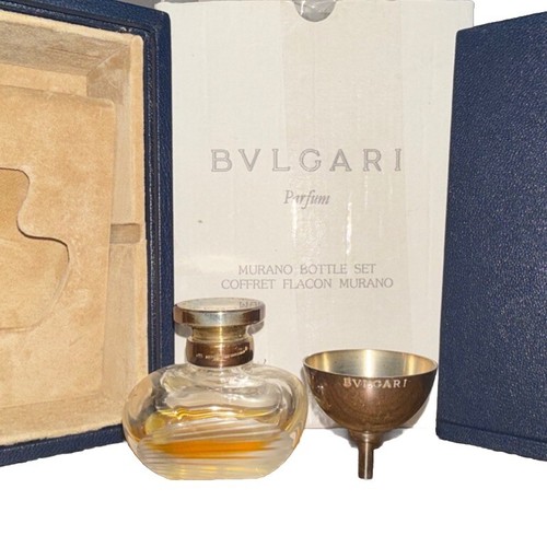 Carlo Moretti BVLGARI Parfum 20ml MURANO Set Crystal 925 Lid & Funnel # 93/100