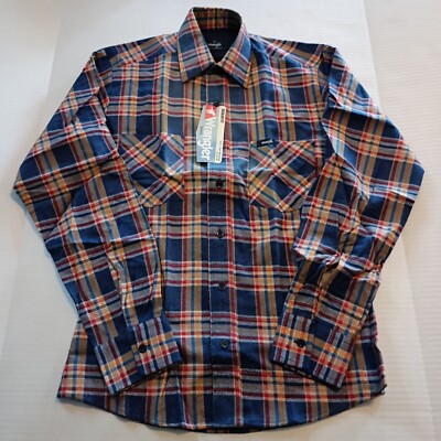 Vintage Wrangler Flannel Shirt Mens S Small Multicolor Plaid Made In Malaysia