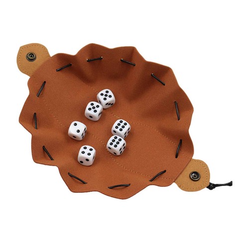 Rustic Dice Storage Bag PU Leather Drawstring Jewelry Coin Storage Pouch Purse - Picture 4 of 9