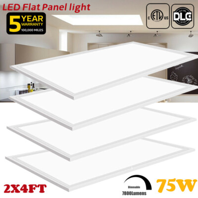 4Pack 2x4 LED Flat Panel Light 75W Troffer 5000K White EDGE-LIT Lighting,US Ship