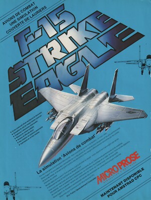 VTG 1987 F-15 STRIKE EAGLE French Orig Print Ad Game Art 21x28cm TLT45