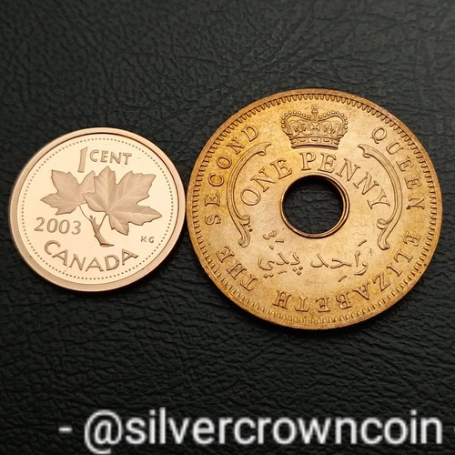 Nigeria 1 Penny 1959. KM#2. Holed Large One Cent coin. Star. One year issue. - Picture 3 of 7