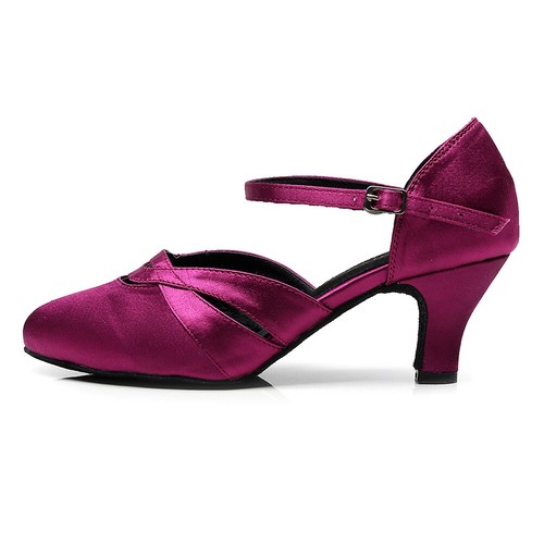 Zapatos de baile latino para mujer damas salón salsa tango zapatos 6/7,5 cm tacón púrpura - Imagen 2 de 14