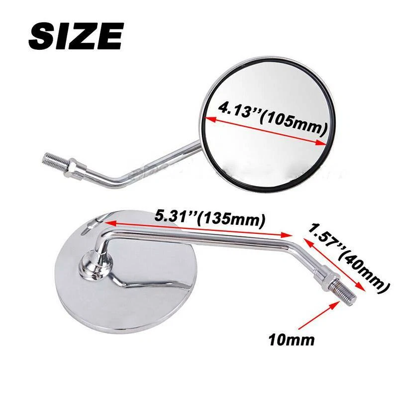 Espejo retrovisor redondo cromado 10mm/M10 para moto Triumph Bonneville 650 T120 Foto 4 de 4