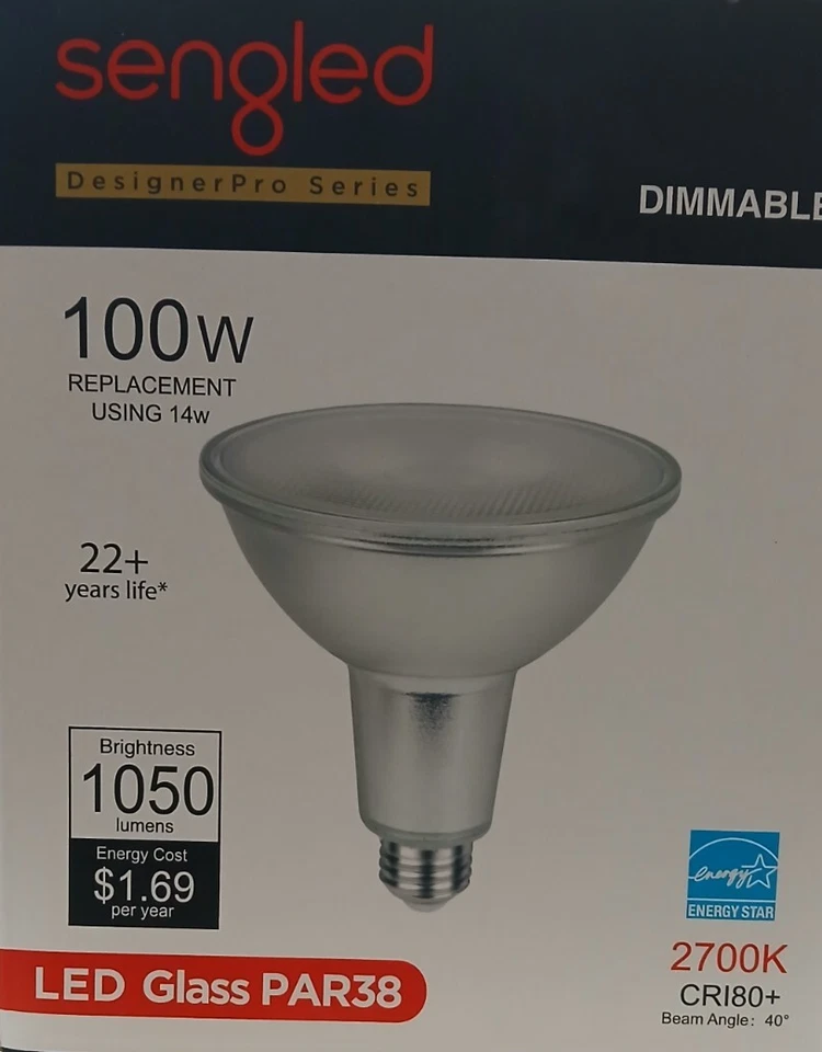 6 Pack PAR38 Flood Light Bulb  2700K Dimmable E26 Base 14W replace for 100W 120V - Image 2 of 4