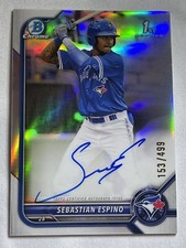 2022 Bowman Chrome 1st Refractor Sebastian Espino Auto /499 Toronto Blue Jays