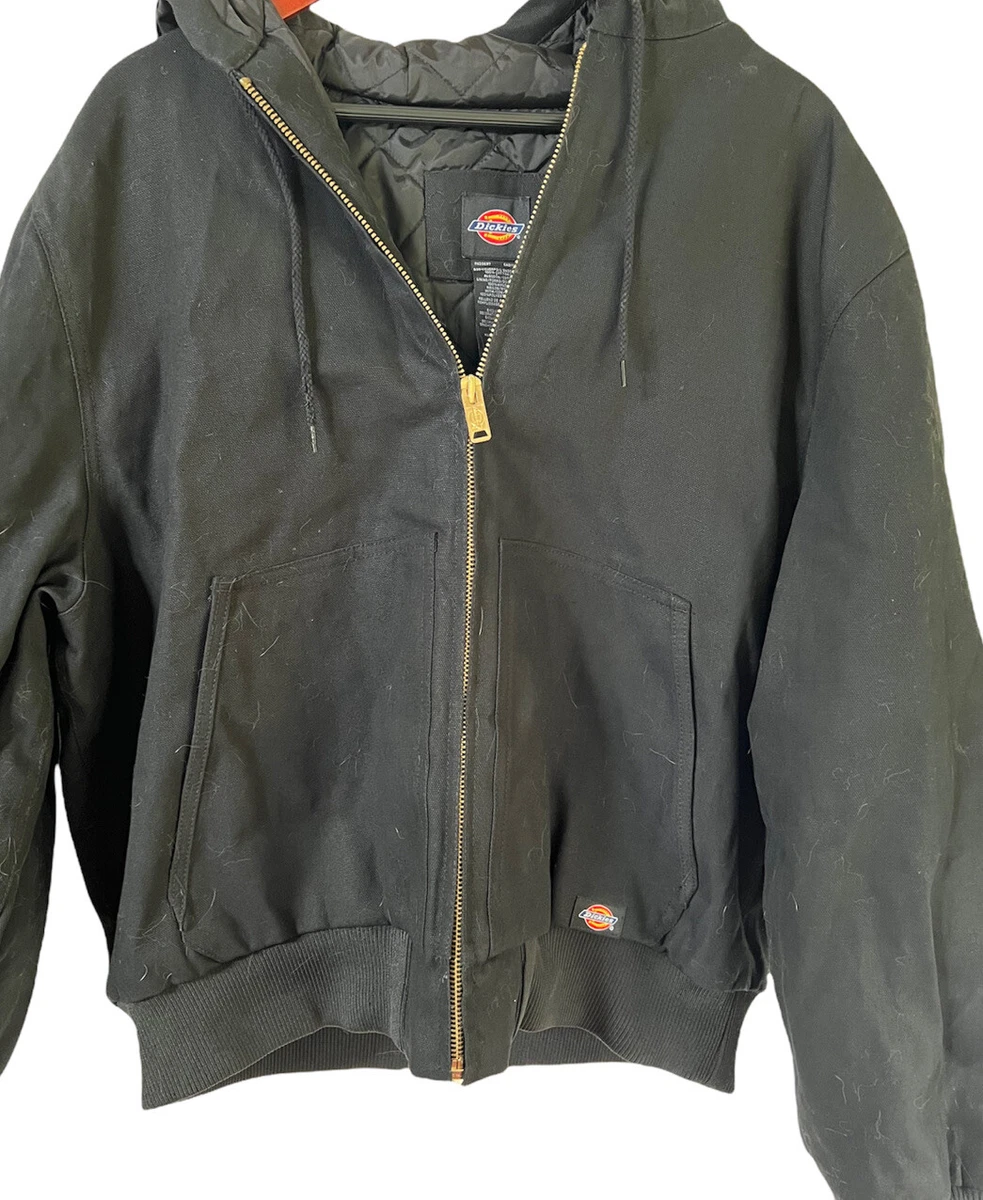 Dickies Men's Rigid Duck Hooded Jacket. Size XL. Black Nylon Quilted Lining  | eBay