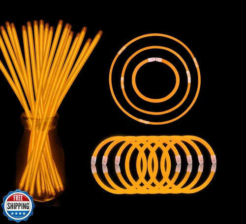 YOFOBU Orange Glow Sticks Light Up Bracelet Necklaces Bulk 50ct 8" Glowsticks - 第 1/5 張圖片