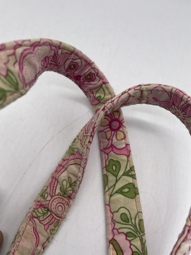 Vera Bradley Petal Pink Tote Should Bag Lime Green Pink Floral Preowned - Picture 11 of 11