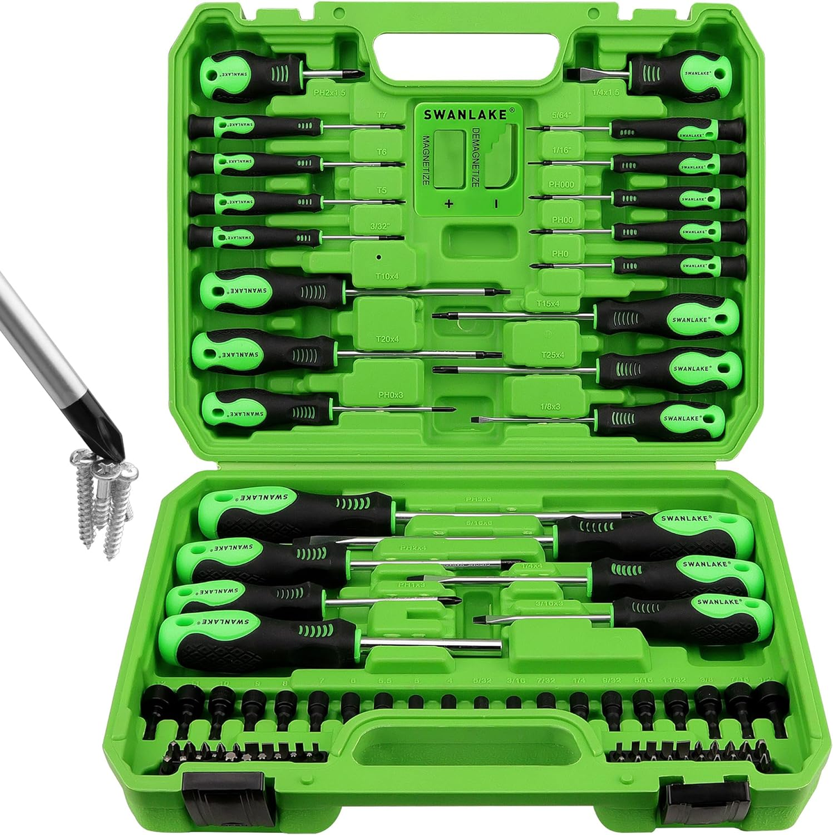 メンテナンス SWANLAKE MAGNETIC SCREWDS SET SWANLAKE 86PCS Magnetic Screwdriver Set,Includes Slotted/Phillips
