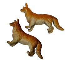 Vintage HandPainted German Shepherd Dog Figurines Set Of 2
