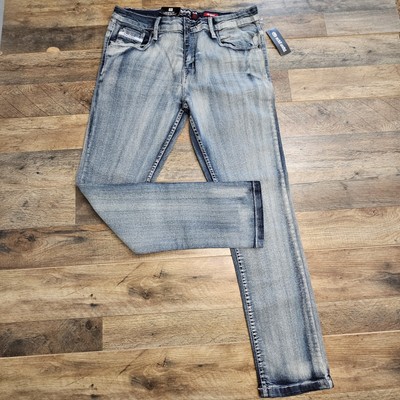 New Ecko Unlt Jeans 36 Skinny Fit Cotton Acid Wash Crystal Streetwear Denim