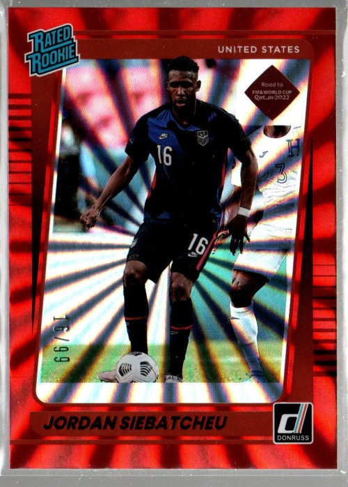 2021-22 Donruss Red Laser Holo #194 Jordan Siebatcheu RR 16/99 1/1 JSY #