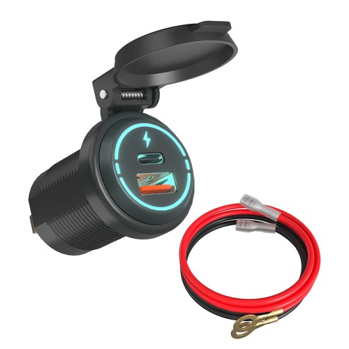 Car Cigarette Lighter Socket Dual Ports USB Charger Type C Fast Charging Adapter