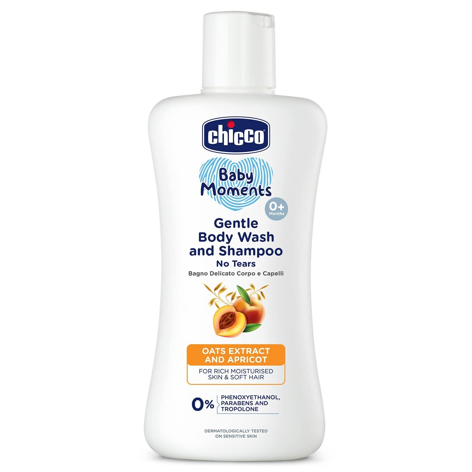 Chicco Gentle Body Wash And Shampoo 200ml |0+ M BABY OAT EXTRACT & APRICOT - FS