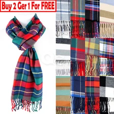 Mens Womens Winter Warm SCOTLAND Made 100% CASHMERE Scarf Scarves Plaid Wool