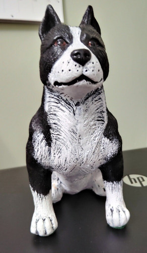 Vintage American Staffordshire Terrier Dog Figurine Signed T C Schoch