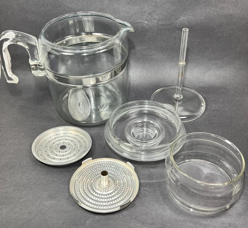 Vtg Pyrex Flameware 7756-B Coffee Pot Glass Percolator Basket Lid 9 cup USA