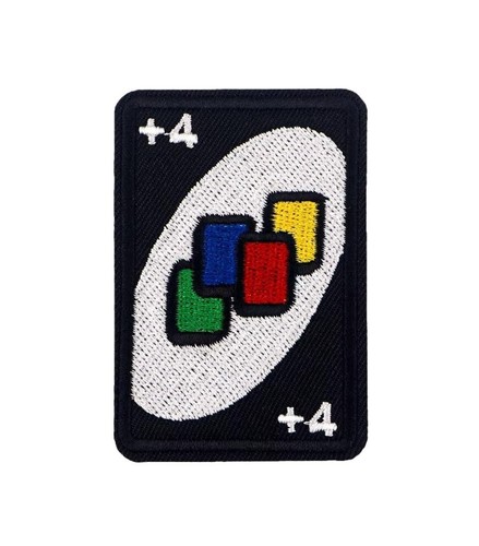 Uno Card Game Draw 4 Cards Plus 4 Embroidered Iron On Patch - Picture 2 of 8