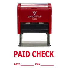PAID CHECK w/ DATE CK# Line Self Inking Rubber Stamp