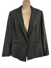 Womens Nine West Uk 14 Grey Single Breasted Smart Work Office Blazer Jacket Coat