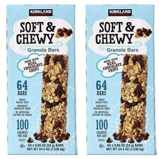 Kirkland Soft Chewy Granola Bars 0.85 oz, 64 Ct 2 Boxes Healthy Oats Snack Food