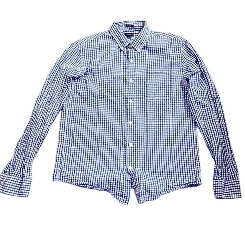J. CREW | Herren Estate Blue Gingham Check Seersucker Button Down Slim Hemd Gr. L - Bild 3 von 10
