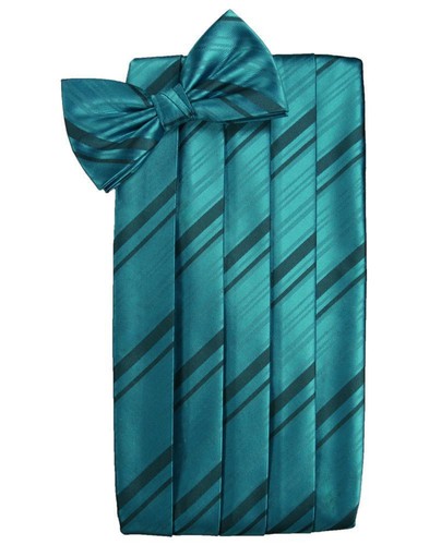 Oasis Blue Satin Cummerbund and Bow Tie in Assorted Patterns - Picture 3 of 4