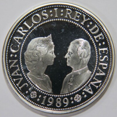 SPAIN 1989 JUAN CARLOS PRUEBA DE CUNO CENTENARIO PROOF SILVER WORLD MEDAL    