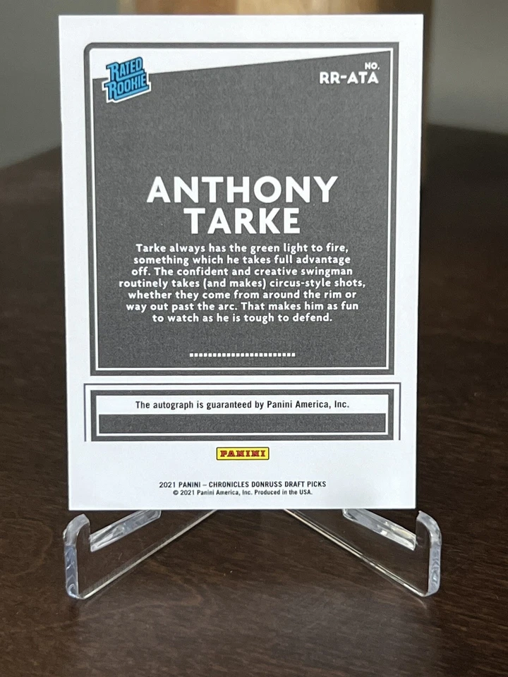 2021-22 Chronicles Draft Picks Anthony Tarke Donruss RR Auto PURPLE #RR-ATA /49! - Image 2 of 2