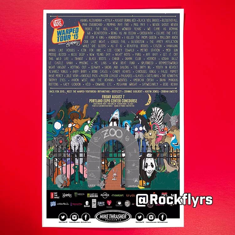 VANS WARPED TOUR 2015 Concert Promo 11x17 Street Poster. Portland Oregon.
