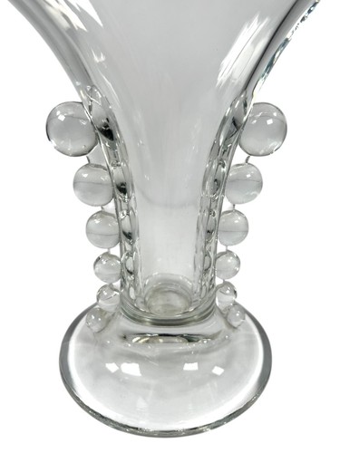 Vintage Imperial Glass Candlewick 8-3/8" Flared Fan Vase with Beaded Rim & Sides - Picture 10 of 11