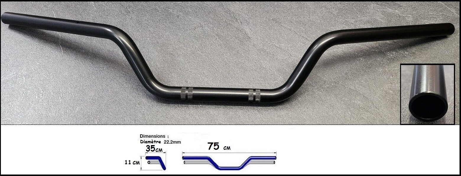Guidon DL650 V-Strom 650 pour modèles de 2004 à 2011 en acier noir renforcé