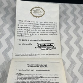 Championship Bowling Nintendo NES Manual Only NES-1F-USA Damaged READ Authentic