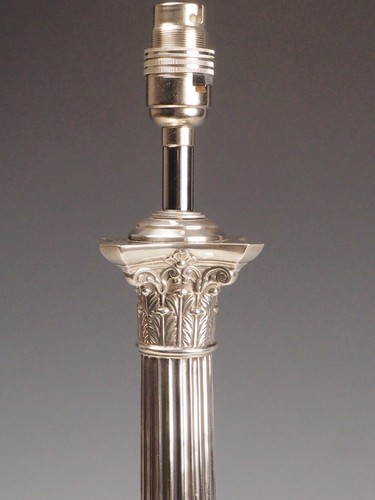 Antike versilberte korinthische Tischlampe - gestempelt H.E & Co, britisch um 1900 - Bild 3 von 14