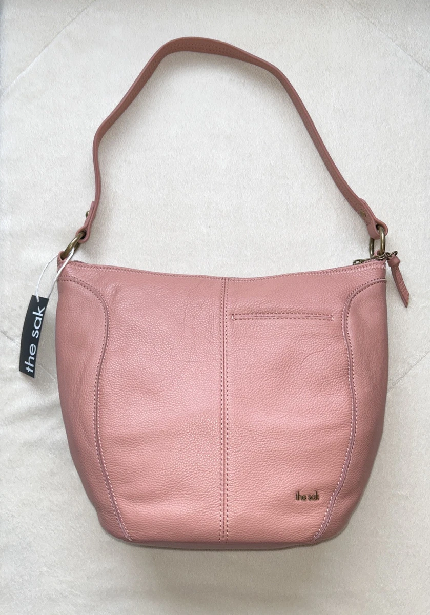 The Sak Leather Large Iris Hobo Bag Handbag Purse Shoulder Tote Rose Pink
