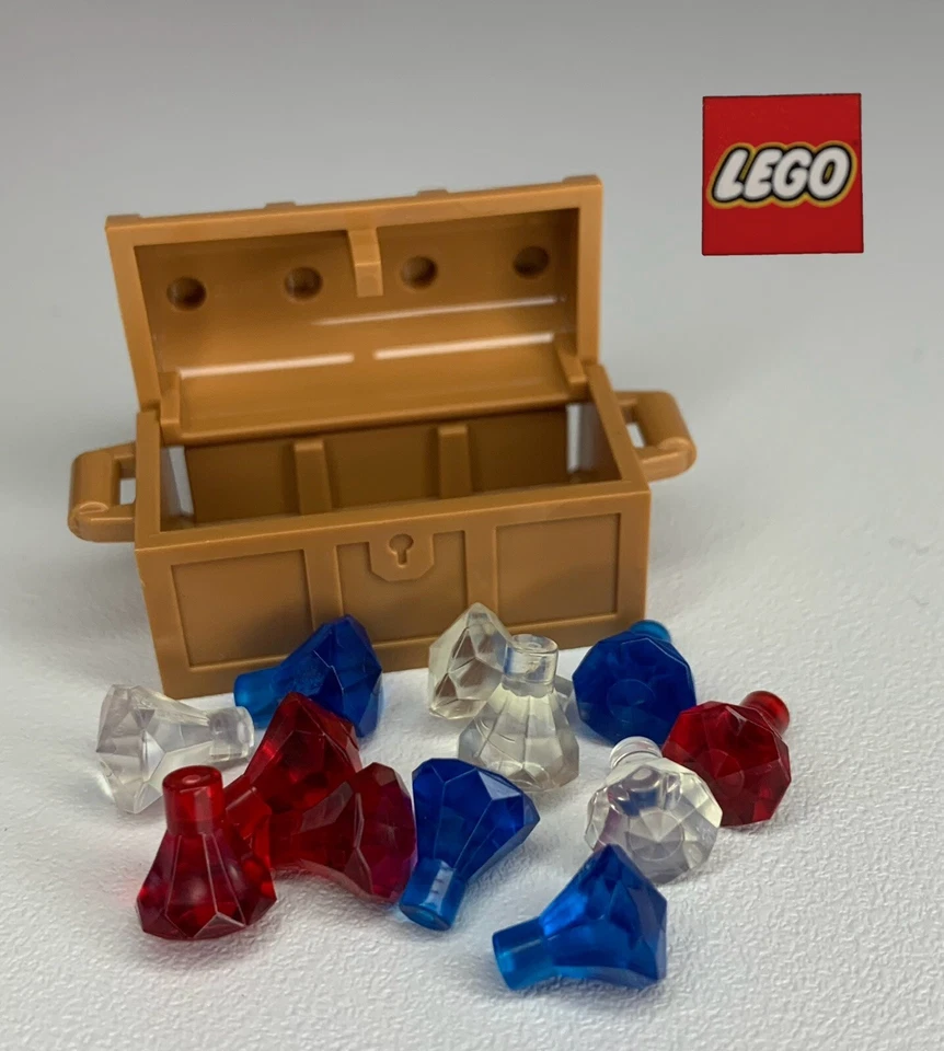 1 x Lego 4738 Light Brown Treasure Chest with Lid & Crystals - 5x2x2 Studs -8A