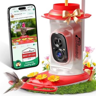 Smart Hummingbird Feeder Camera Solar Powered, AI Identify, Instant Notification
