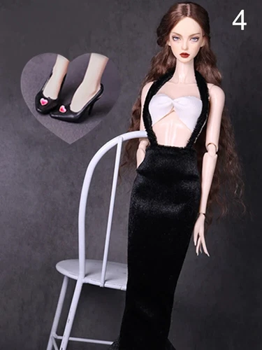 Schwarzes Kleid für Barbie Puppe Outfit Kleidung Top Meerjungfrau Kleid Sandalen - Bild 5 von 6