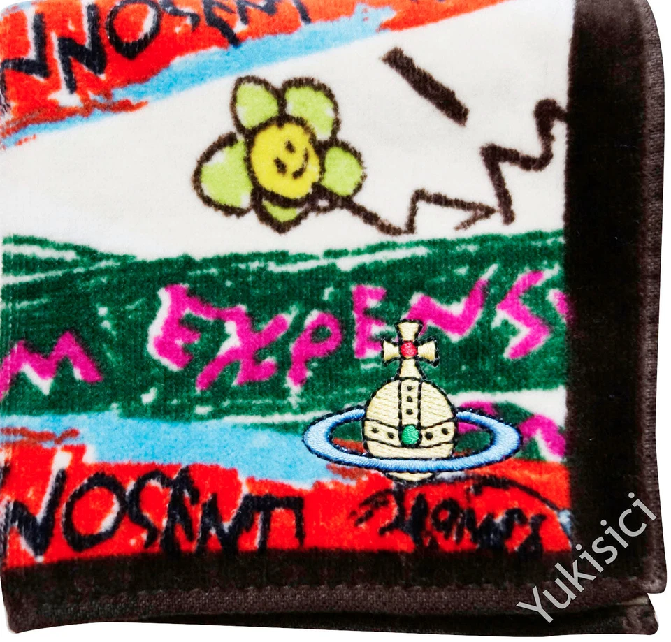 Pañuelo toalla Vivienne Westwood JP Ltd YO SOY caro orbe beige 26 cm V raro Foto 2 de 4