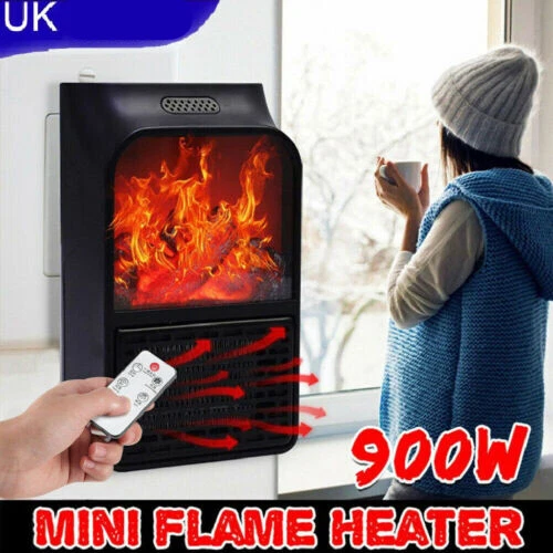 Plug In Wall Heater Portable Mini Electric Fan 900W Space Warmer with  Remote | eBay